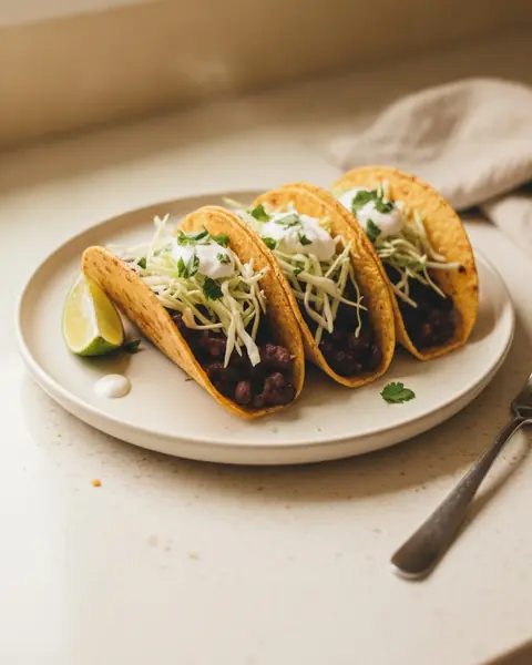 Crispy black bean tacos, a dinner for one