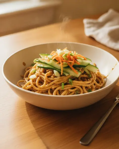 Peanut noodles, a dinner for one