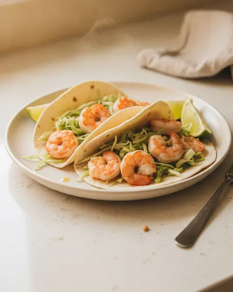 Shrimp tacos, a dinner for one